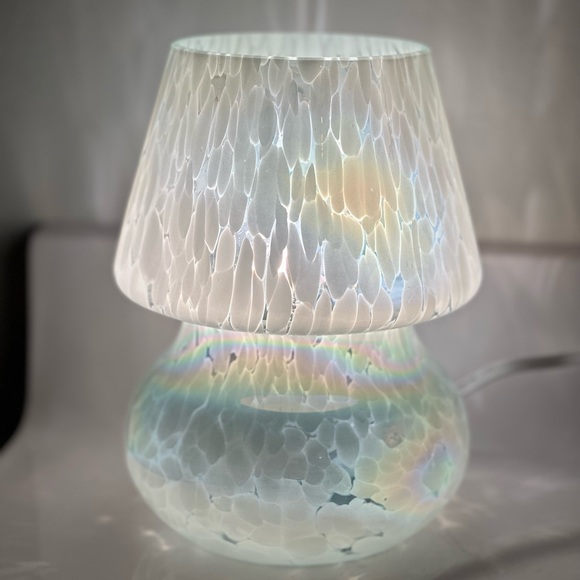 Glass Mushroom Lamp, Bedside Table Lamp, Retro Lamp, Vintage Lamp, Iridescent - Picture 3 of 8